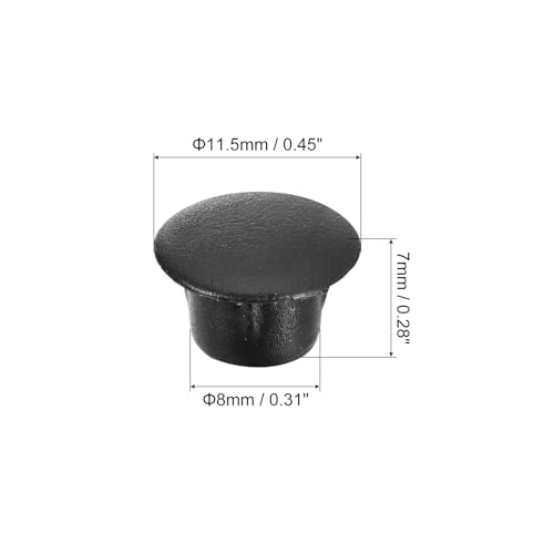 Image of uxcell 200Pcs Screw Hole Plugs, 8mm(5 /16 inch) Dia Plastic Snap in Shelf Button Flush Type Caps for Furniture Cabinet Cupboard, Black