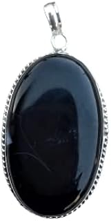 Natural Black Onyx Pendant Oval Stone Pendant One Of A Kind Bohemian Pendant Black Stone Pendant Black Onyx ~ Gemstone Jewelry December Birthstone Pendant Attractive Pendant Unisex Pendant Best Christmas Or New Year Gifts Ideas