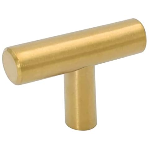 goldenwarm 10 Pack Gold Cabinet Knobs Brushed Brass Drawer Knobs Gold Dresser Hardware - LS201GD Single Hole Handles for Kitchen Cupboard Doors Closet Hardware 2in Overall Length Cover