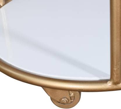 Priti Modern Round Metal Bar Trolley Side Table with Wheels 1