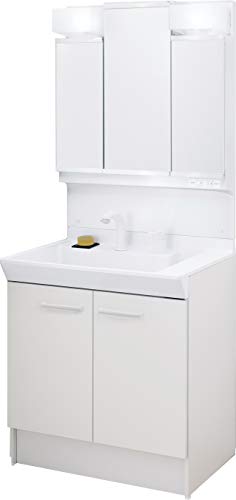 LIXIL(リクシル) INAX 洗面化粧台 セット V1シリーズ シングルレバー洗髪シャワー水栓 扉タイプ 寒冷地仕様 ホワイト 間口750mm V1N1-755SYN/VP1H & 3面鏡全収納タイプ LED くもり止めコート MD7X3-753TYJ