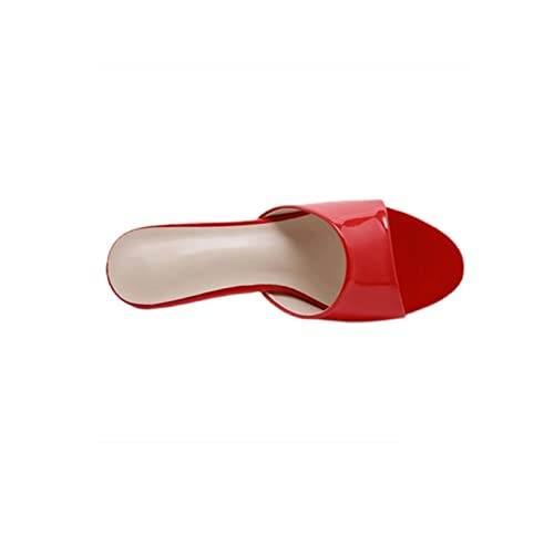 Zapatillas de tacón fino y cuero de patente brillante con diseño abierto tipo tobogán