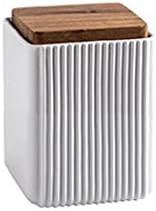 Mordern Storage Canister Ceramic Square Food Storage Spice Containers with Airtight Lid Porcelain Jar Kitchen for Sugar, Serving Tea, Coffee Bean (White,Small size,13cm*10cm)