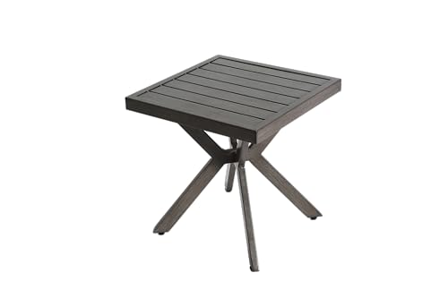 espidoo Aluminum Cast Patio Table: Classical & Elegant Cross Weave