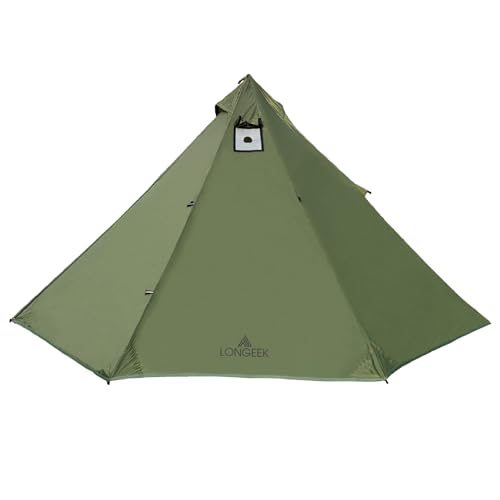 Longeek Tipi Zelt 2 Personen Outdoor Camping Ultraleicht Wasserdicht mit Ofen und Mitvorzelt 4 Jahreszeiten Trekking Familienzelt