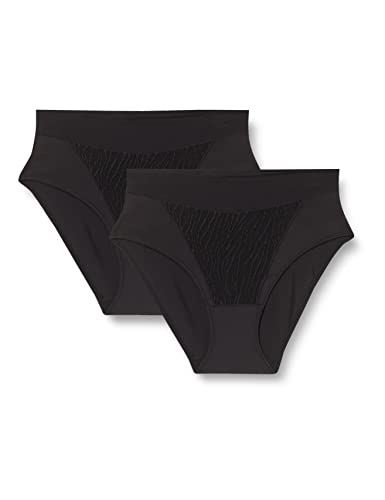 Selene Norma, Pack x 2 Braguitas con Cintura Alta, Negro, ES 48