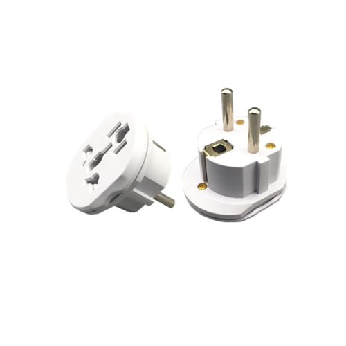 Adaptador De Enchufe Universal para Viajes EU, 2 Piezas Blanco, Convertidor De Corriente Internacional Compatible con Enchufes para Casa Y Hotel, 16A 250V, Seguro para Dispositivos Electrónicos