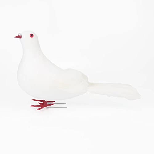 2 Pcs Simulation White Dove Flying Pigeon Foam Feather Birds Ornaments Artificial White Dove for Craft Wedding Home Garden Decor 26cm