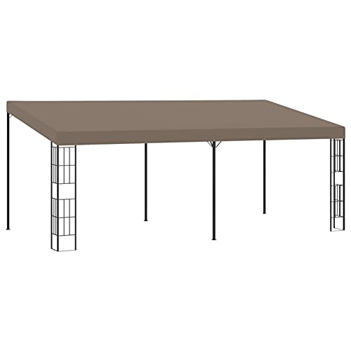 Questo accattivante gazebo è stato progettato per essere montato sulla parete esterna della casa, fornendo ombra al patio e al giardino.