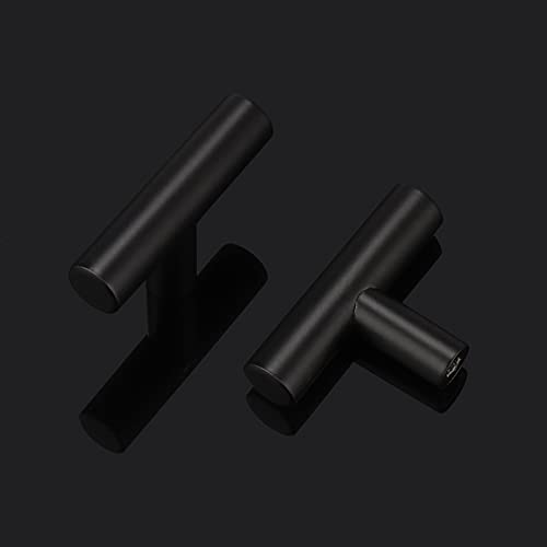 Probrico (45 Pack Black Cabinet Knobs, Modern Stainless Steel Closet Dresser Pulls Knobs For Kitchen Cupboard, T Bar Handles 1-1/2 Diameter Single Hole 2 Inch #TOP2