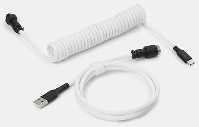 Drop Coiled Keyboard Cable - Black on White