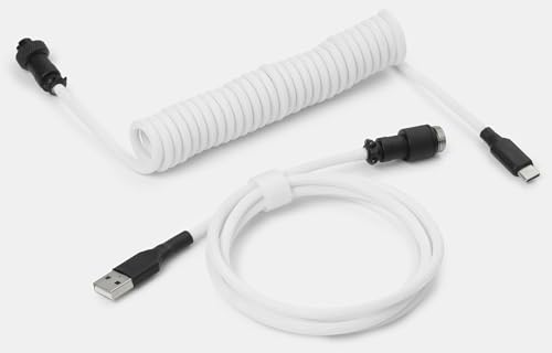 Drop Coiled Keyboard Cable - Black on White