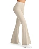 G4Free Bell Bottom Leggings for Women High Waisted Bootcut Pants Women Ultra Soft Stretchy Casual Lounge Pants (Light Khaki,M,29'')