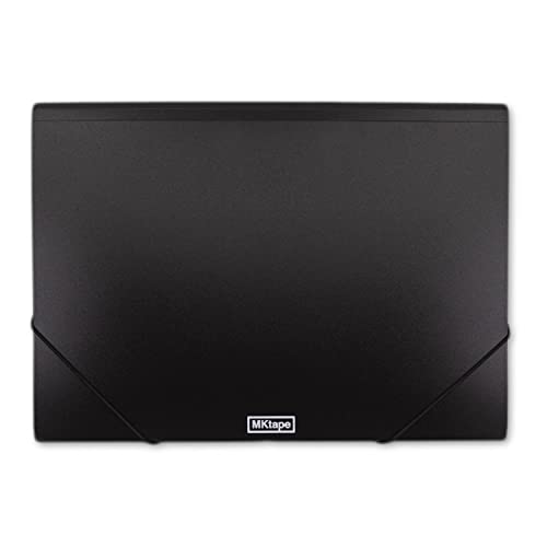 Chemise avec fermeture en caoutchouc - Format Folio - Couleur noire - Comprend 3 rabats intérieurs pour ranger et organiser vos documents - Fabriqué en polypropylène - MKtape Cover