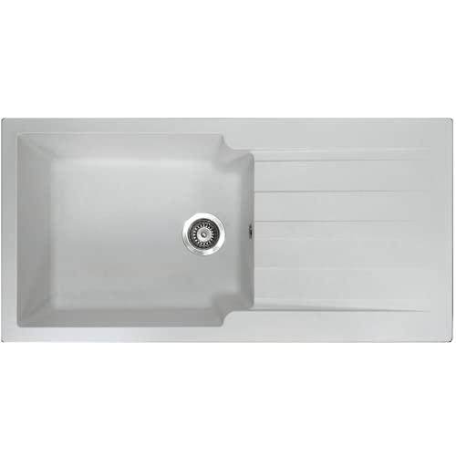Essebagno Sierra évier 1 grande cuve 1 égouttoir en résine blanc