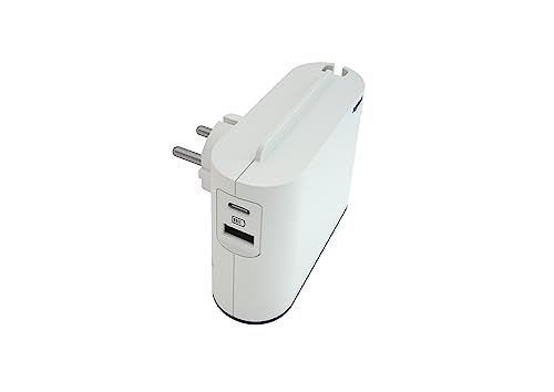 Legrand Adaptateur 2P 2 Prises/Alimentation laterale Ports USB Type A et C Multiprise Blanc/Gris Fonce