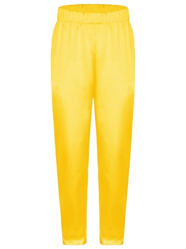 Moily Kids Girls Boys Silky Satin Dance Pants Mid-West Style Long Trousers Indian Kurta Sets Gold 14 Years3