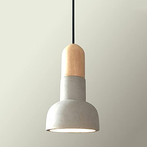 Lámpara de cemento retro con pantalla de madera negra E27 NAMFHZW