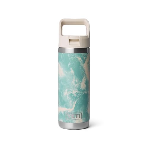 Image of YETI Rambler 18 oz Bottle, Vacuum Insulated, Stainless Steel with Color Matching Straw Cap, Sea View