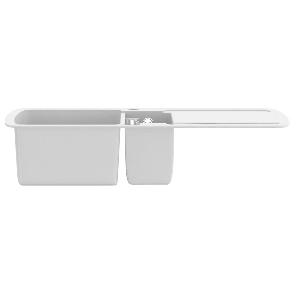 Ferretería, fontanería, accesorios de fontanería, fregaderos, fregaderos de cocina y de utilidad, fregadero de cocina de granito, lavabos dobles, color blanco