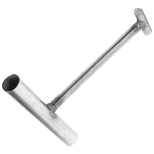 iplusmile Crochet de Levage pour Ouverture Extérieure et Entretien des Égouts Poignée Confortable T pour Couvercle de Regard en Acier Inoxydable Argenté