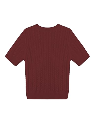 Image of Libsorge Womens Cropped Short Sleeve Sweater Fall 2025 Crewneck Sheer Knit Tops - Lightweight, Thin, Crop, Slim Fit