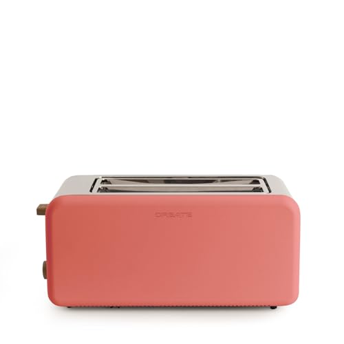 CREATE/TOAST RETRO XL/Tostadora Terracota / 6 Niveles de potencia, bandeja recogemigas, termostato, descongelación, recalentar, 2 ranuras rebanadas anchas, 1500W