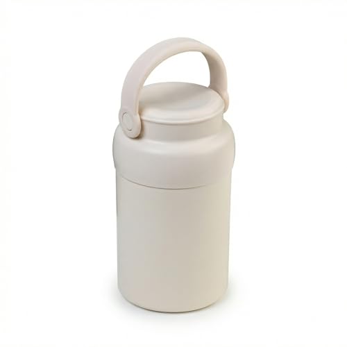 Olinner Termo para Comida Caliente 600 ml, Fiambrera Acero Inoxidable con Cuchara Plegable, Fiambrera Térmica, Antifugas, para Oficina, Exteriores y Colegio, Blanco