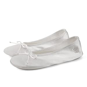 BCTEX COLL Women’s Ballerina House Slippers with Bow, Ladies Satin Bedroom Slipper with Suede Sole Indoor