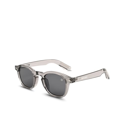Image of MOONX Aero S2 UV Protected Roundr Sunglasses for Men & Women | Smoke Black PC Frame | Black Lens | Stylish Unisex Eyewear for Driving, Travel & Casual Outings