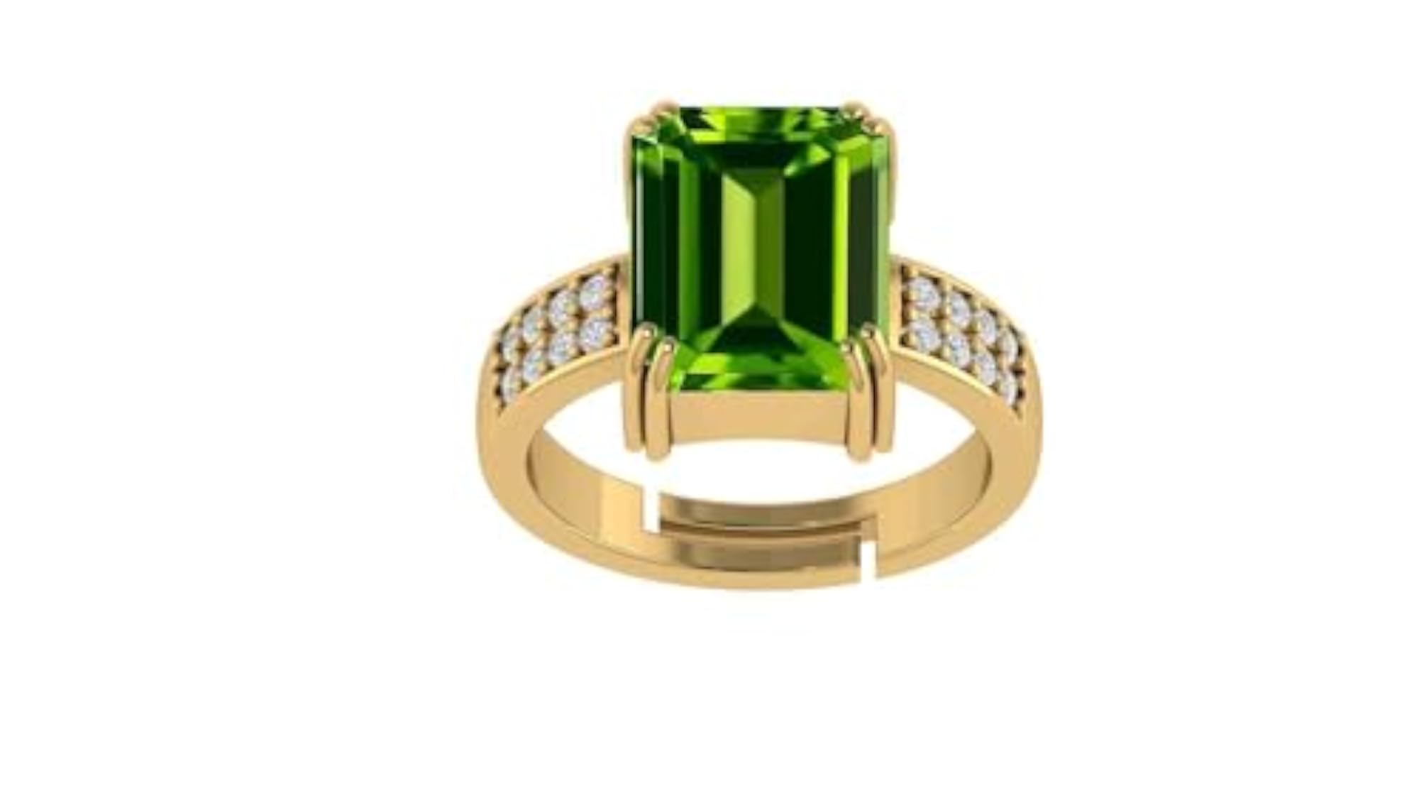 AAA++ Quality Natural Peridot Gold Plated Adjustable Ring, Unisex