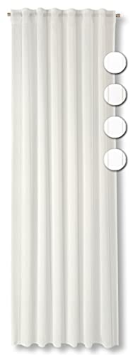 Neutex for you! Begonia halbtransparenter Schal mit Multifunktionsband, Gardinenband, Vorhang, Gardine, 245 x 145 cm (H/B), 469480, Made in Germany, Oeko-Tex Standard 100, wollweiß Cover
