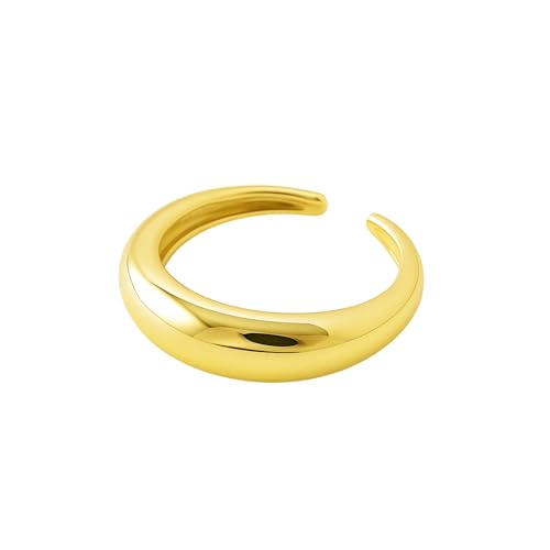 Bague ronde ouverte en argent sterling le cadeau bicolore idéal avec dôme or 18 carats