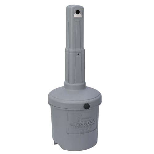 Global Industrial Large Capacity Free Standing Outdoor Ashtray with Round Base, 15" Diameter x 39"H, 5 Gallon Capacity Cigarette Receptacle, Plastic, Gray