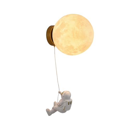 Lámpara de pared LED luna aplique de astronauta moderno con cable dormitorio