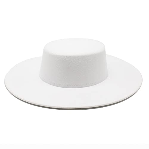 Felt Fedora Hat Women Men Fedoras Female Male Big Large Wide Brim Cap Ladies Flat Top Hats Woman Man Formal Caps White #TOP3