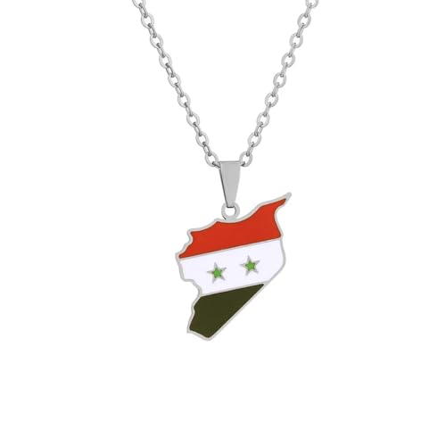 Collier carte syrienne pendentif drapeau chaîne de pull mode homme et couple