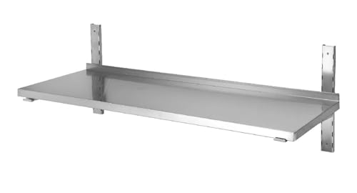 Étagère Murale Inox Professionnelle avec Dosseret 160 x 30 x h35 cm – Rangement Mural Cuisine Professionnelle CHR – Inox Brossé – Restaurant, Boulangerie, Pâtisserie, Laboratoire – 1 Niveau