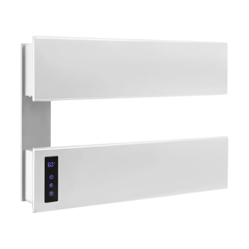 Double Tier Electric Towel Warmer, Wall-Mounted Heated Towel Rack with Timer & Temperature Control, IPX4 Waterproof, Energy-Saving Towel Dryer (White, 2-Bar)