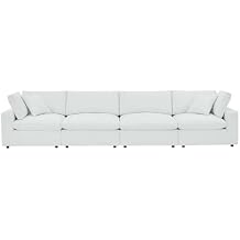 Casafoyer Commix Down Filled Overstuffed Vegan Leather 4-Seater Sofa