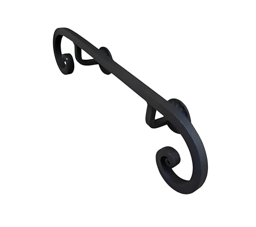 Corrimano in Ferro Battuto Modello Domus, Lunghezza 50-400 cm, Diametro 16 mm, Colore Nero Antracite, corrimano per scale, balconi, scale interne/esterne (Nero Antracite, 50 cm)