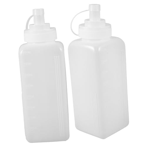 Cabilock 2Pcs Wide Mouth Squeeze Condiment Bottles Leakproof Dispensers for Ketchup Mustard Oil Salad Dressing and Lightweight Kitchen Essential