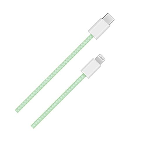Image of Braided USB-C to Compatible with Lightning cable, Fast Charging & Data Sync Cable, Apple Compatible Type C to Lightning Charging Cable, PD Fast Charge for iPhone 16 /15 /14 /13 /12 /11, Green 1M