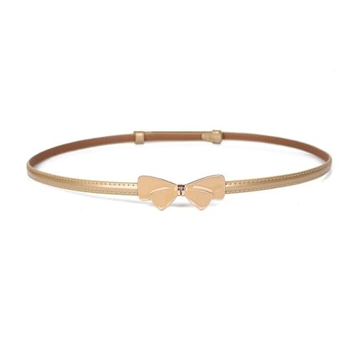 UIJIQX Cintura sottile con fibbia a fiocco cintura in vera pelle vintage cintura classica cappotto cintura per le donne, Oro, 98 cm