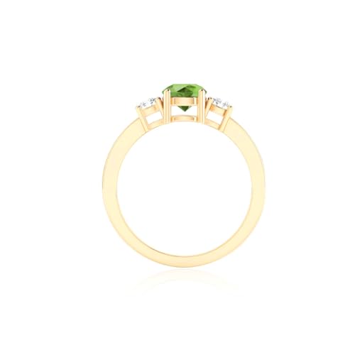 Natural Peridot and Diamond Ring for Women in 14K Solid Gold | August Birthstone Ring for Birthday, Engagement, Anniversary, Wedding Jewelry Gift for Women | Three Stone Design4