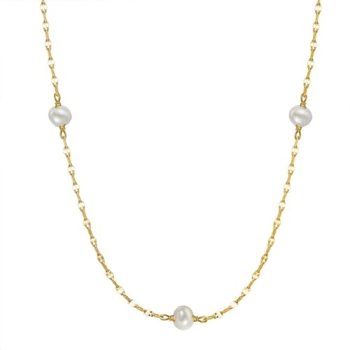 Collier ras de cou fantaisie en argent doré qui ne noircit pas avec perles