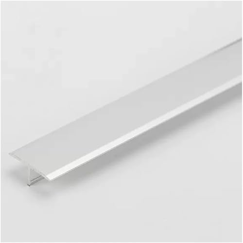 AVLLSO Guardavivos Esquinas 2cm/0,78' Cubierta de Costura de Piso Estilo T para la transición Entre Pisos no nivelados, Tira divisoria Plana, Moldura en T de Aluminio(Silver,130cm/51.1' L)