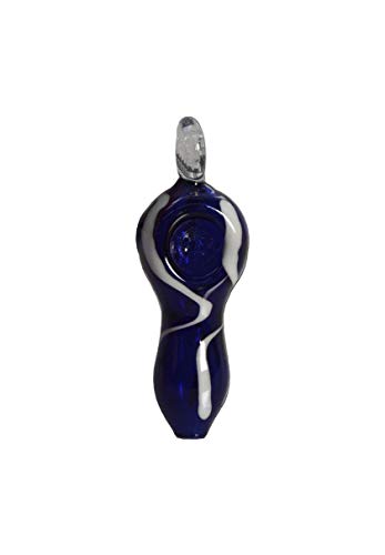 bong-discount Handpfeife, Pur-Pfeife, Glaspfeife | 60 mm | Glas, blau | Anhänger mit Spiralstreifen, inkl. Lederband – Bild 4