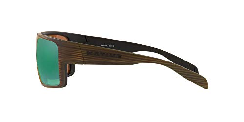 Native Eyewear Eldo Rectangular Sunglasses, Wood/Black/Green Reflex Polarized, 62 Mm #TOP5