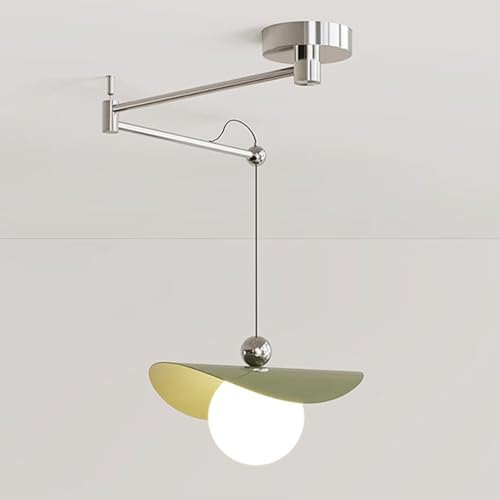 Lampada a Sospensione a LED con Braccio oscillante, Lampada a Sospensione ad Angoli Regolabili, lampadario dimmerabile con Base in Metallo con Telecomando, Faro Decorativo per Interni per Studio su